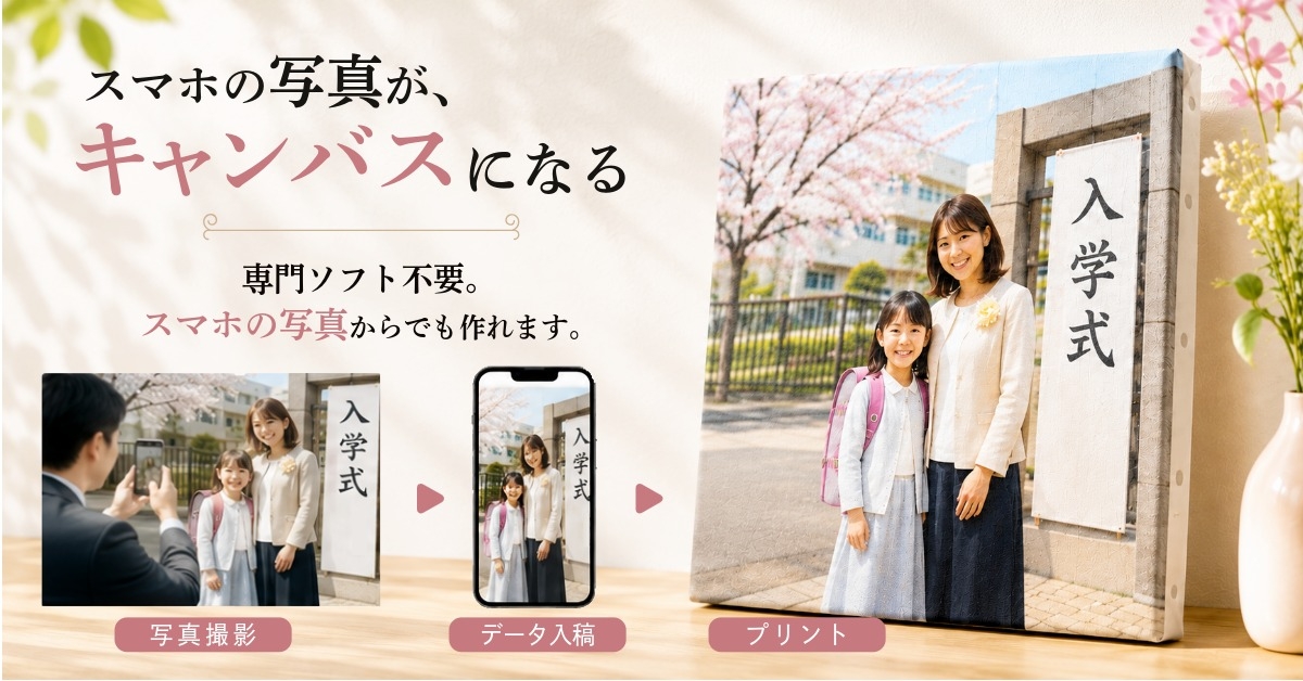 スマホの写真が、キャンバスになる　専門ソフト不要。スマホの写真からでも作れます。
