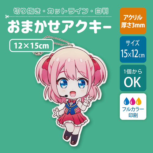 【片面印刷】フリーカットアクリルキーホルダー(確認メール作業なし)【12×15cm】アクキー［12641］
