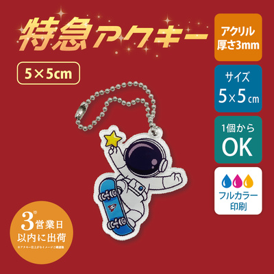 【特急　片面印刷】フリーカットアクリルキーホルダー(切り抜きサポート付)【5cm】アクキー [11586]