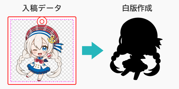アクリルキーホルダー制作に必要な白版データをスタッフが作成します