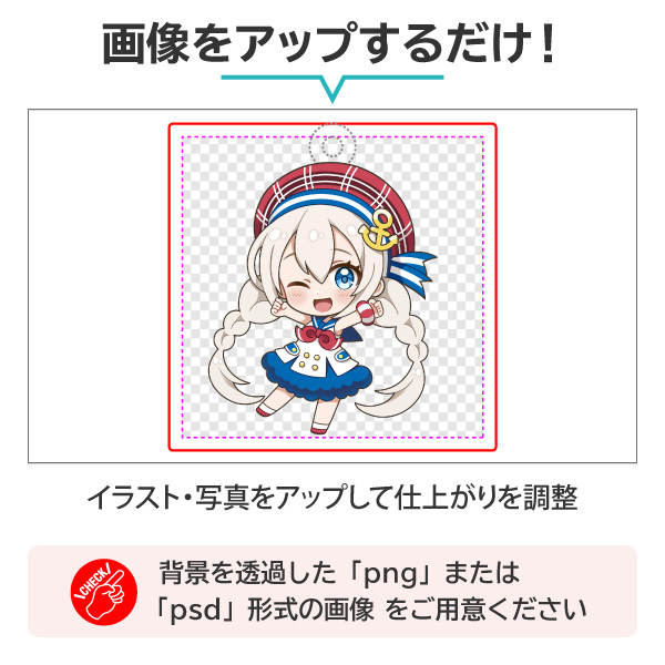 透過PNG・PSD画像をアップロードしてアクリルキーホルダーを注文する流れ