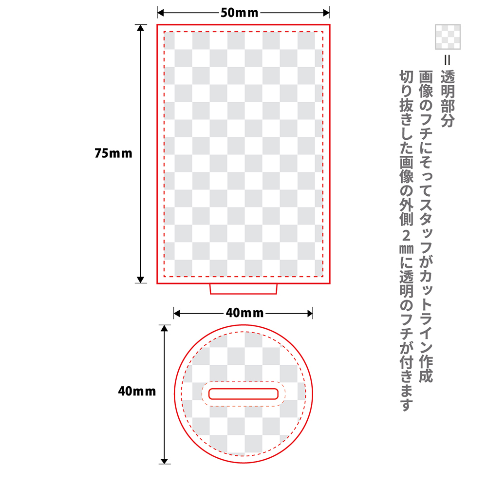 50×75mmのサイズ画像